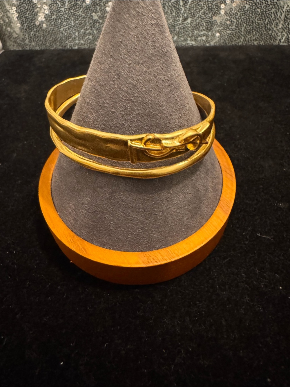 Saint Laurent Gold Toned Double Bangle Bracelet